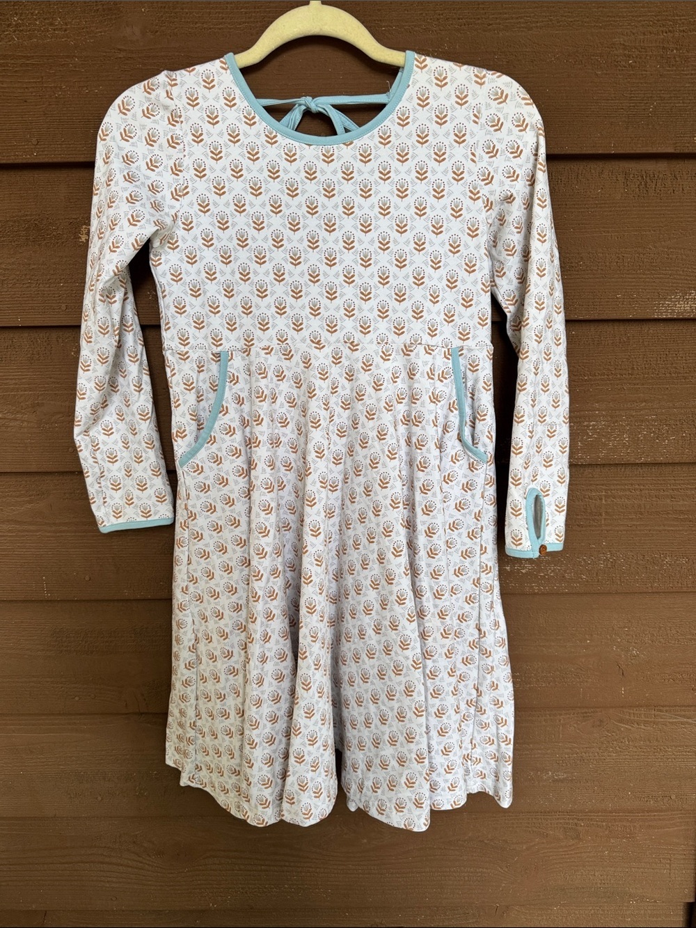 Serendipity Shrimp and Grits Girls' Light Blue Floral Long-Sleeve Dress size XXL